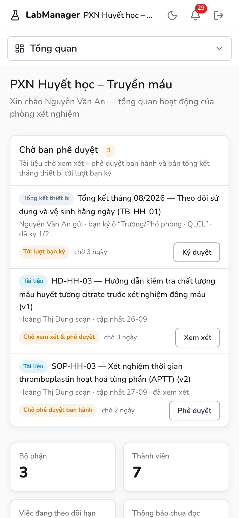 Màn Tổng quan trên điện thoại